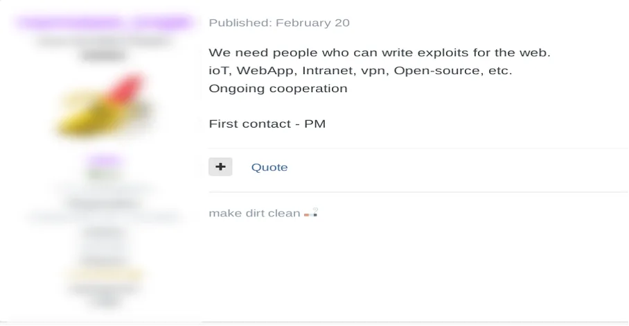 User recruiting exploit developer with IoT experience image
