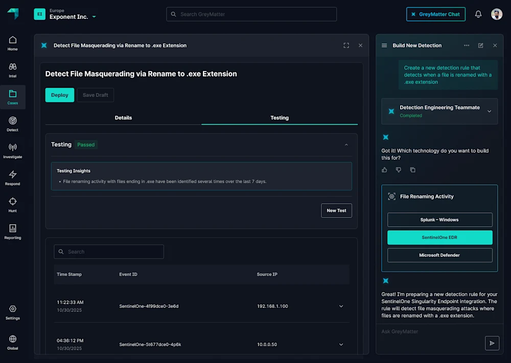 Detection engineer GreyMatter Platform