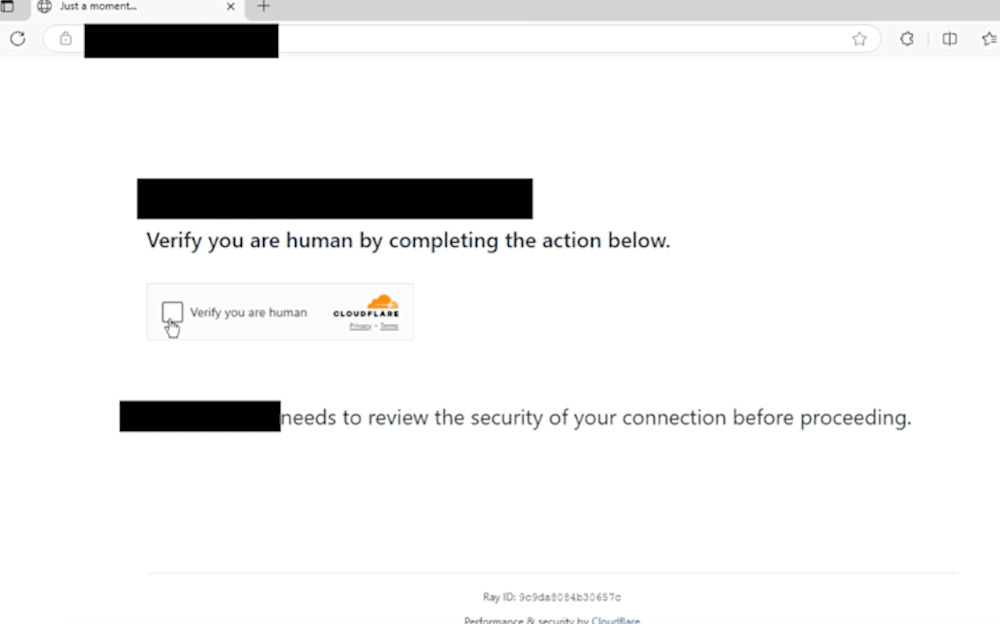Figure 1: Sandbox of subdomain shows Cloudflare Turnstile