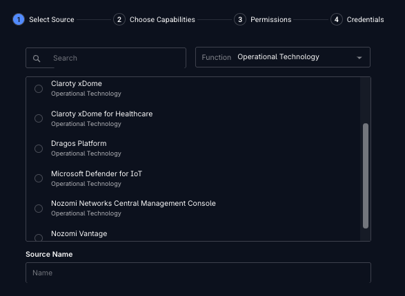 Screenshot showing a list of sources in reliaquest greymatter