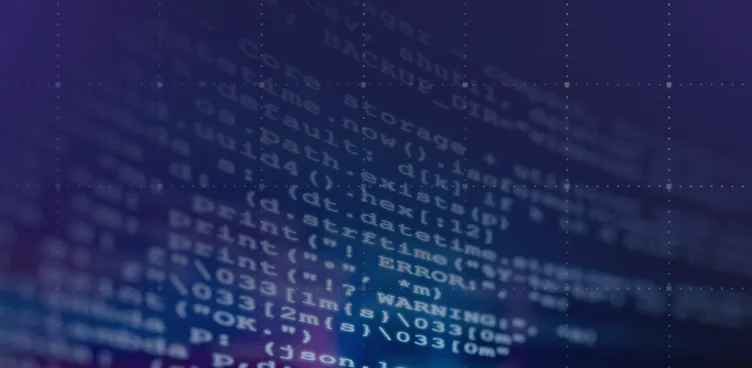 ReliaQuest Threat Spotlight PHP2Shell blog image: blurred lines of code on a dark purple grid background